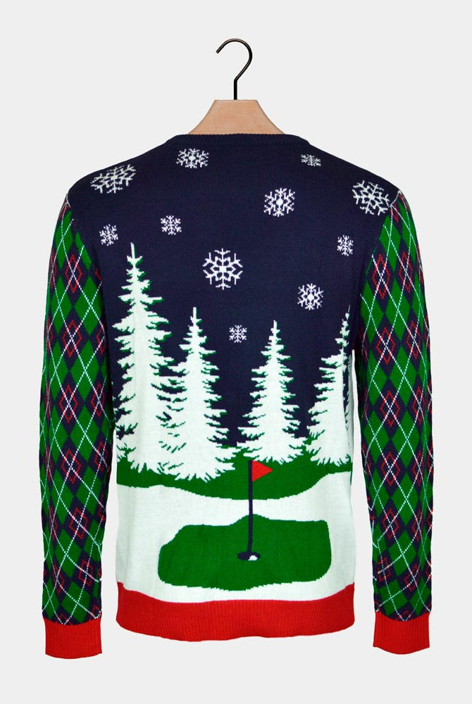 Santa playing Golf LED light-up Men's Christmas Jumper