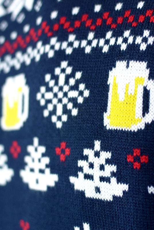 Men's Christmas Jumper with Beer Pocket 3D detail
