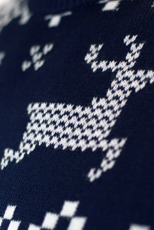 North Pole Blue Couple's Christmas Jumper detail