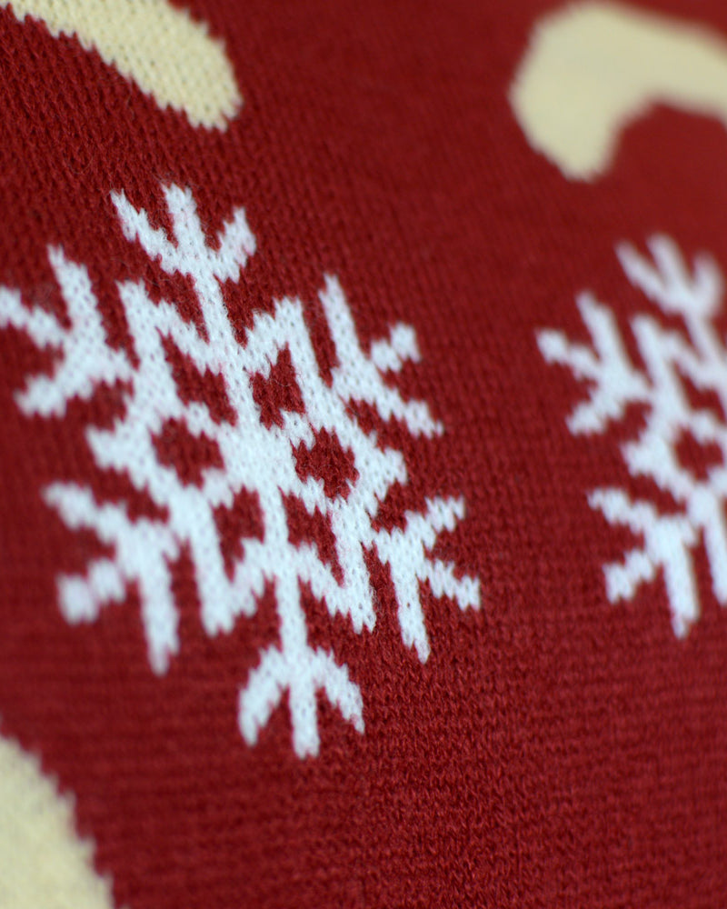 Red Couple's Christmas Jumper with Rudolph the Reindeer detail