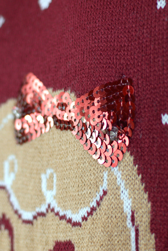 detail Red LED light-up Men's Christmas Jumper with Ginger Cookie