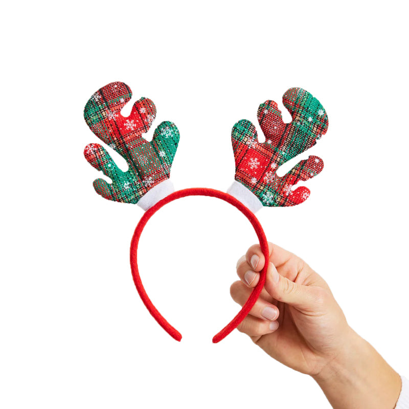 Tartan Reindeer Christmas Headband