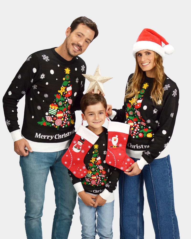 Family Black Christmas Jumper Merry Christmas