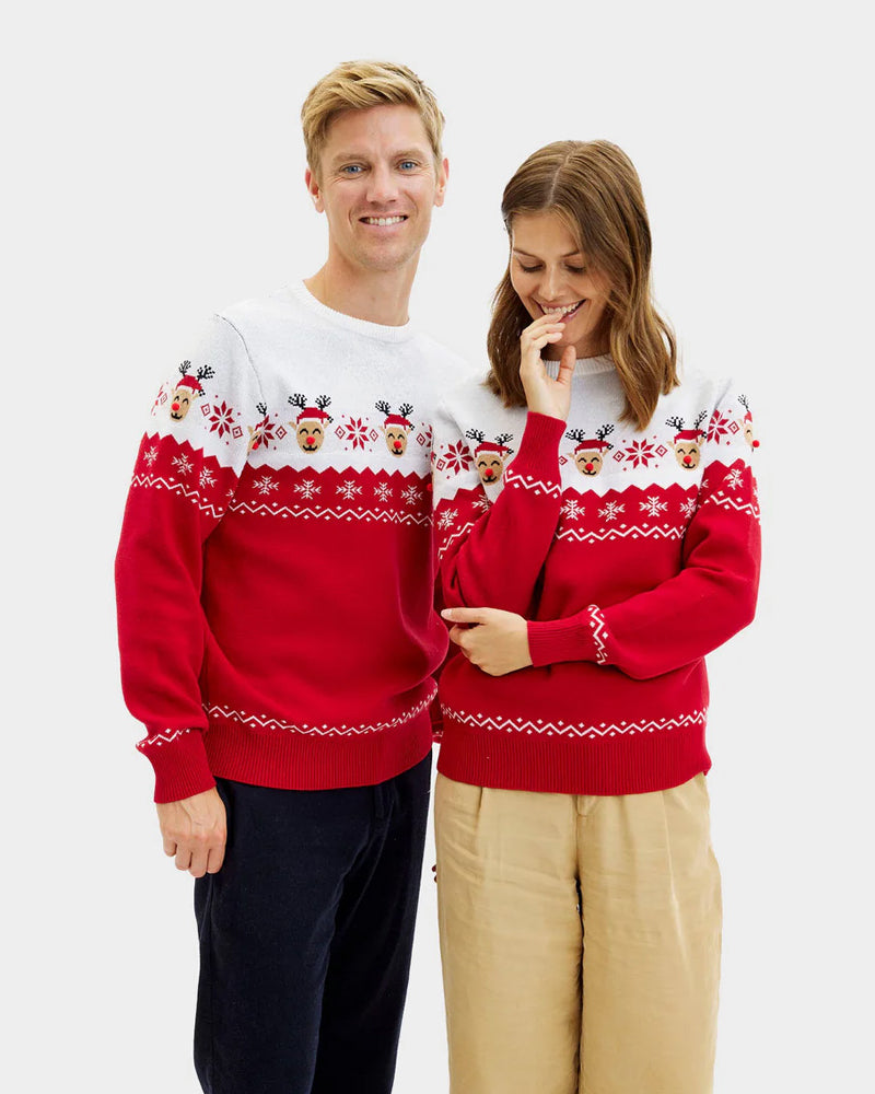Family Christmas Jumper Adorable Reindeer Couple