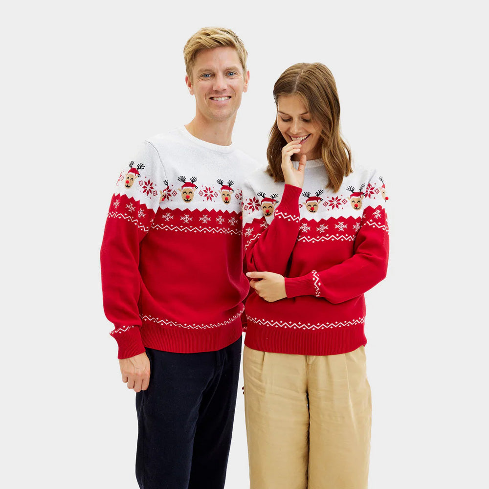 Family Christmas Jumper Adorable Reindeer Couple