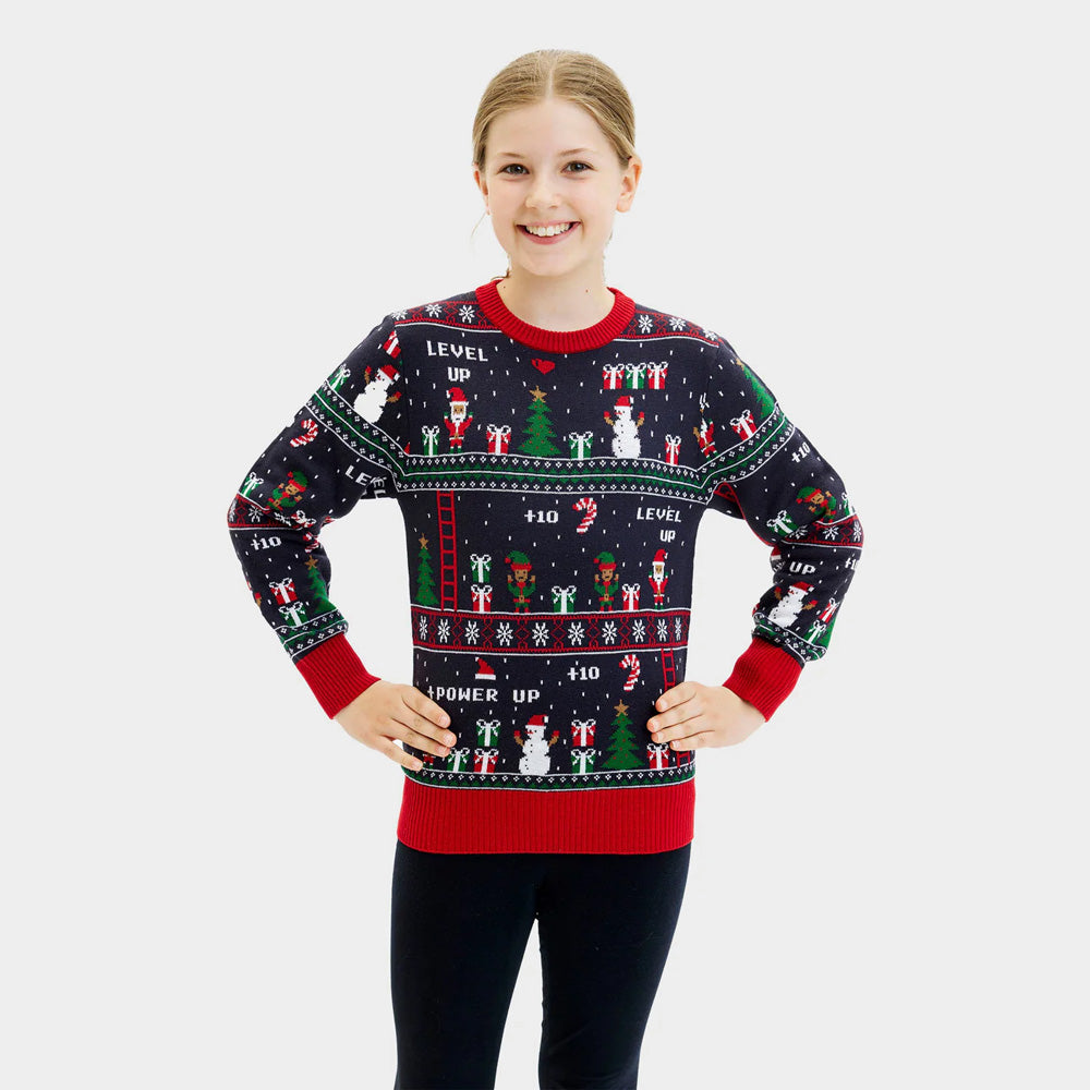 Girls Christmas Jumper Vintage Gaming