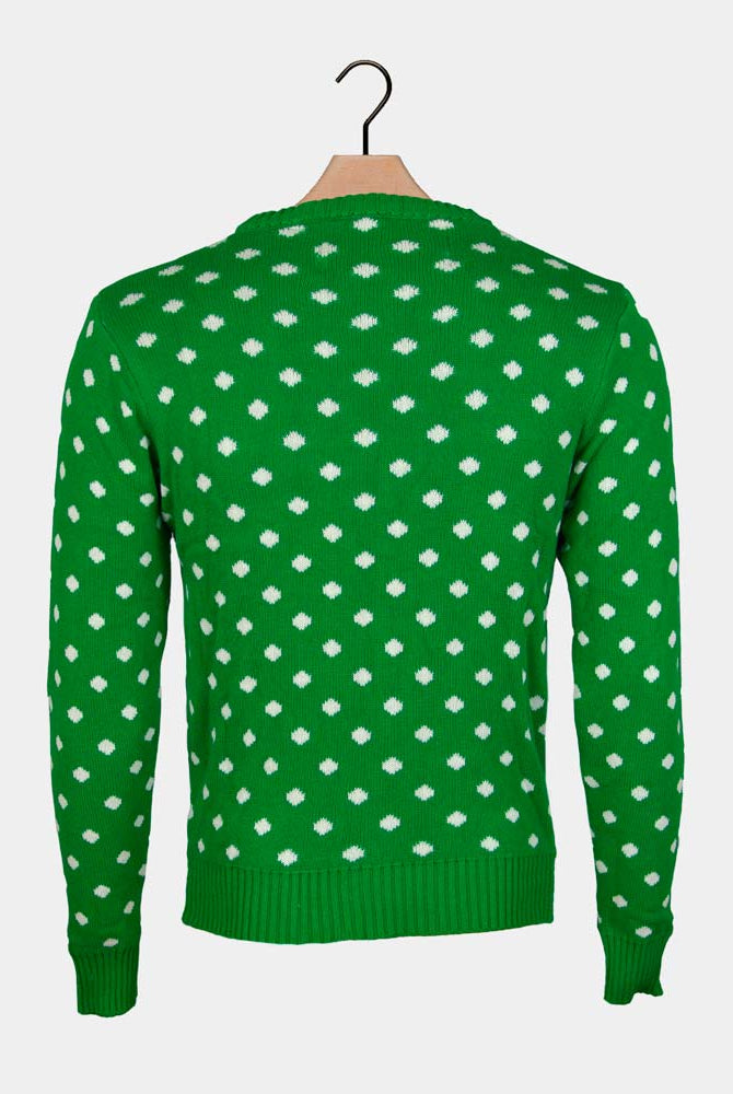 Green 3D Men's Christmas Jumper Reindeer Santa's hat