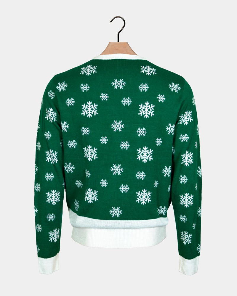Holly Jolly Sequins Green Men's Christmas Jumper