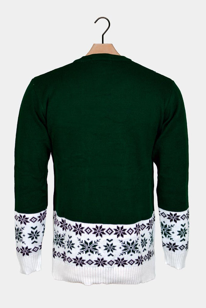 skating Reindeer Green Couple's Christmas Jumper