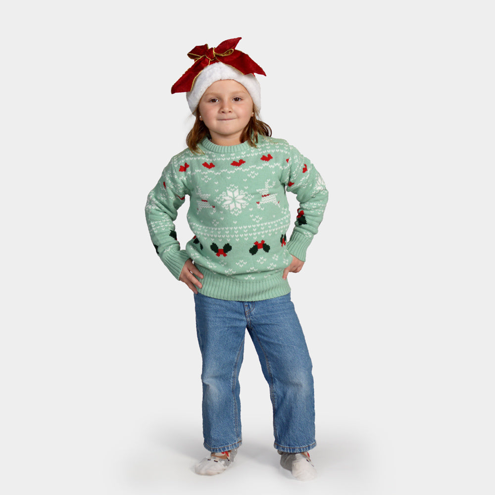 Green Sweet Girls Christmas Jumper
