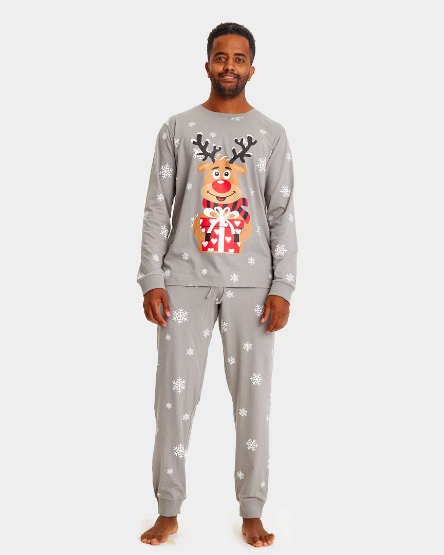 Grey Christmas Pyjama for Men with Rudolph the Reindeer