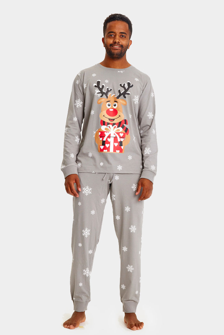 Grey Christmas Pyjama for Men with Rudolph the Reindeer
