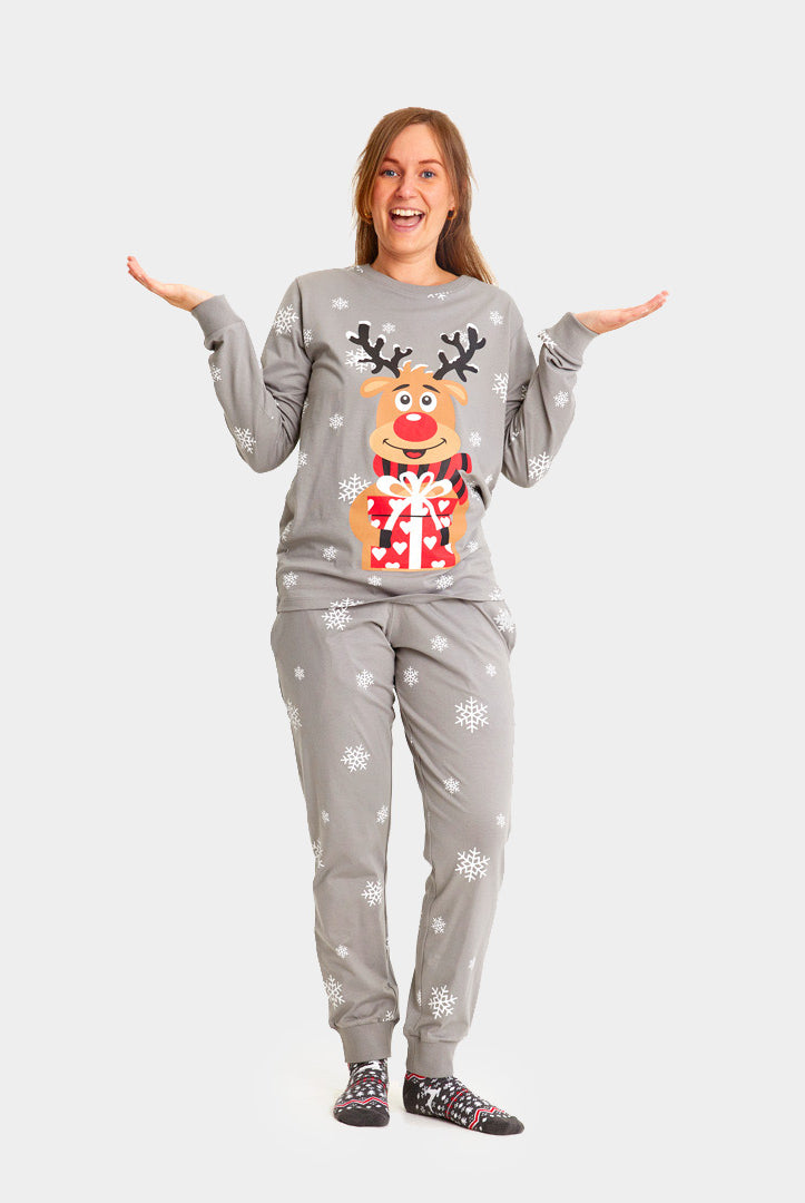 Grey Christmas Pyjama for Women with Rudolph the Reindeer