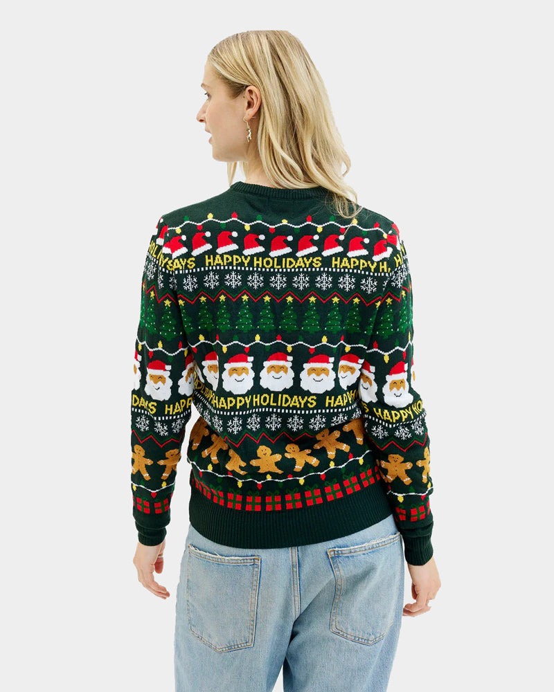 Happy Holidays Women's Green Christmas Jumper
