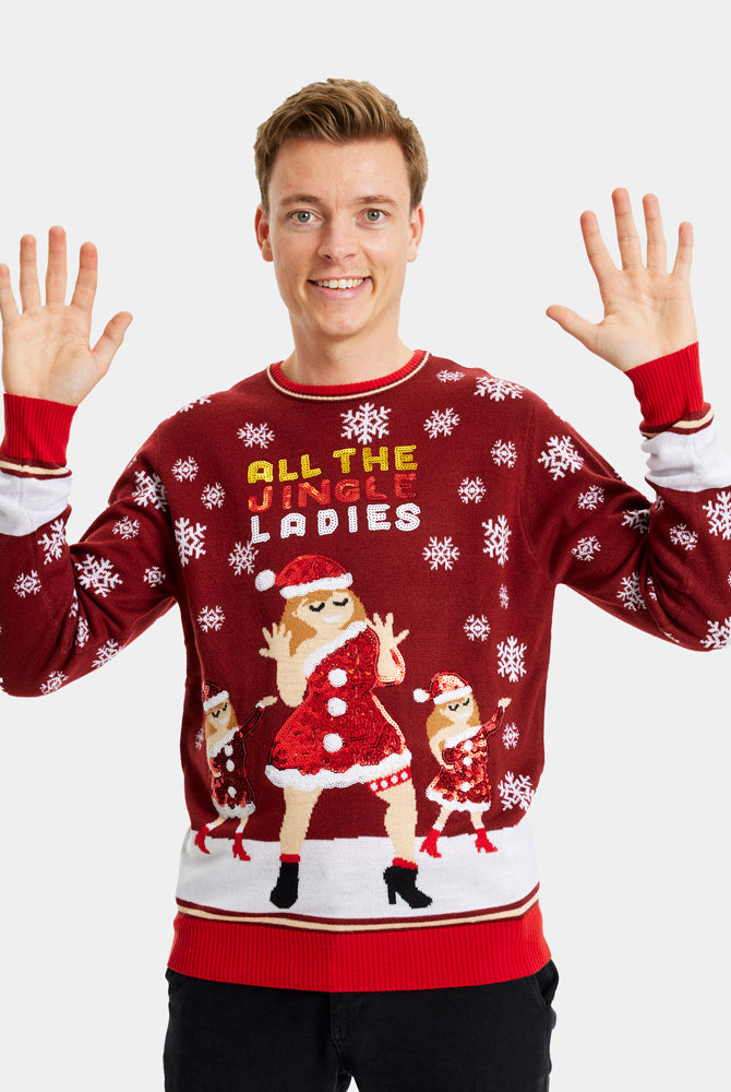 Jingle Ladies Couple's Christmas Jumper with Sequins mens