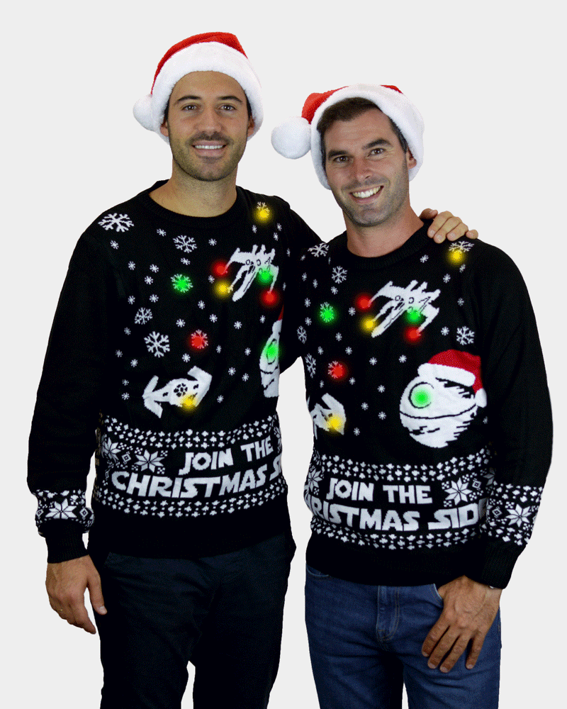 Star Wars Join the Christmas Side LED light-up Couples Christmas Jumper Mens