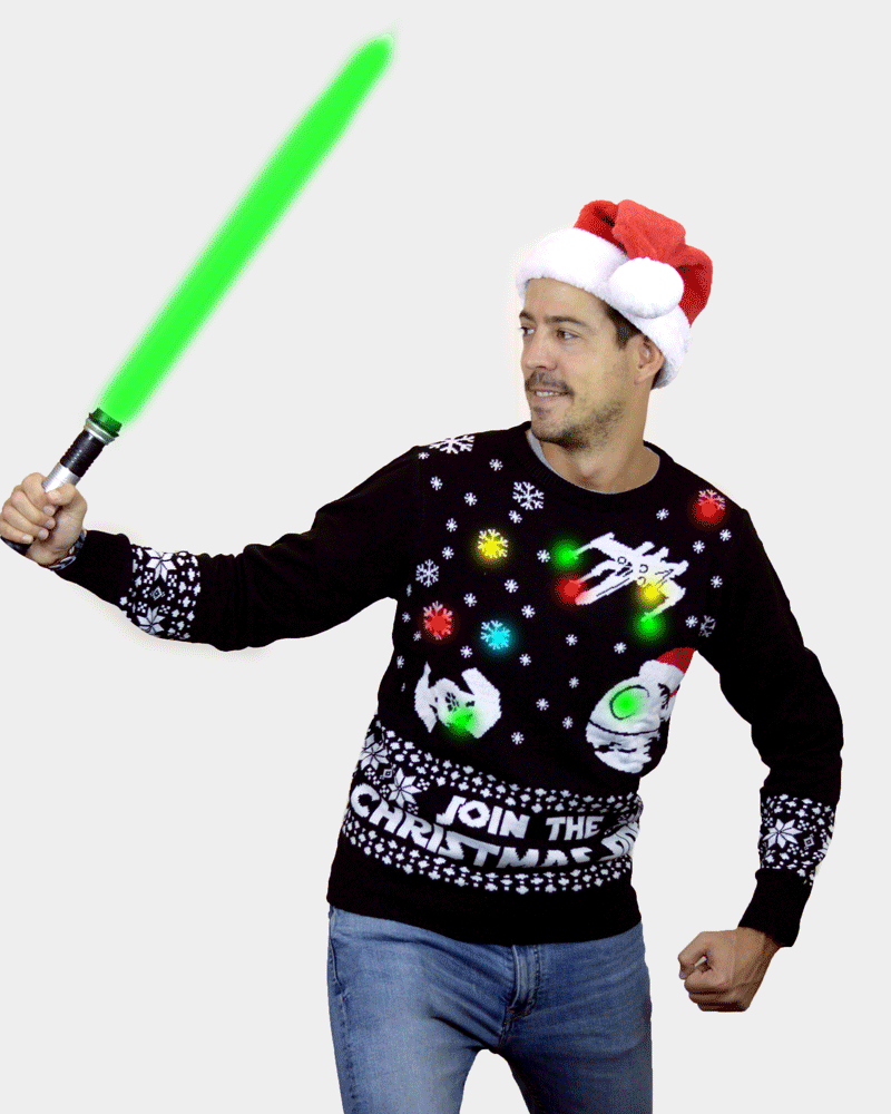 Join the Christmas Side LED light-up Men's Christmas Jumper