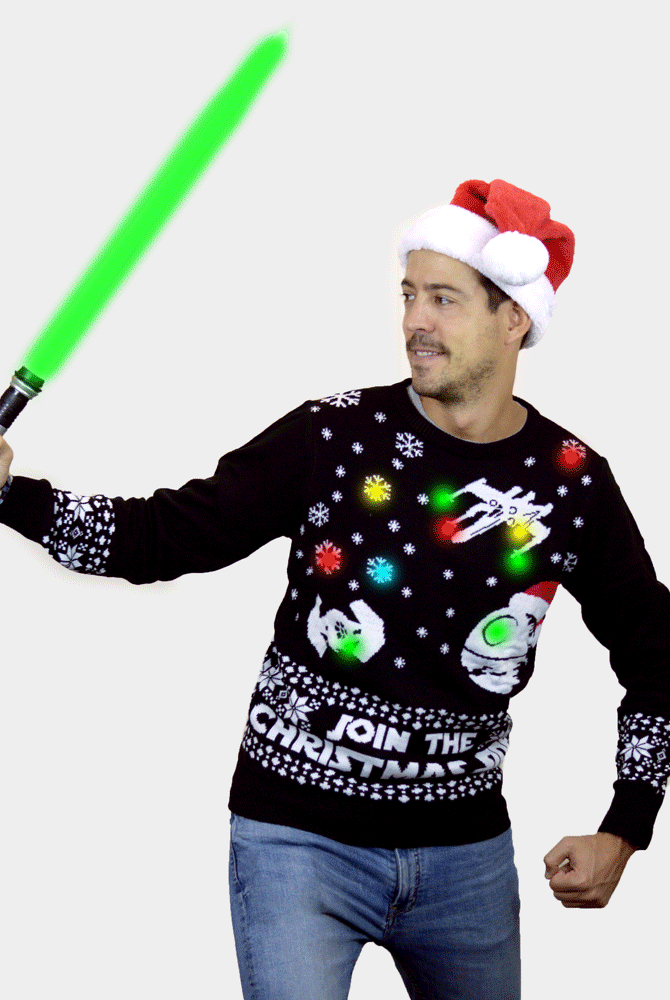 Join the Christmas Side LED light-up Men's Christmas Jumper