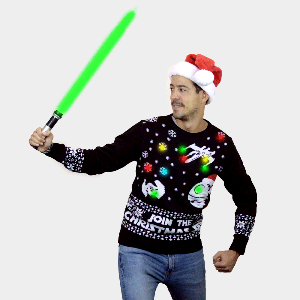 Star Wars Mens Join the Christmas Side LED light-up Womens Christmas Jumper