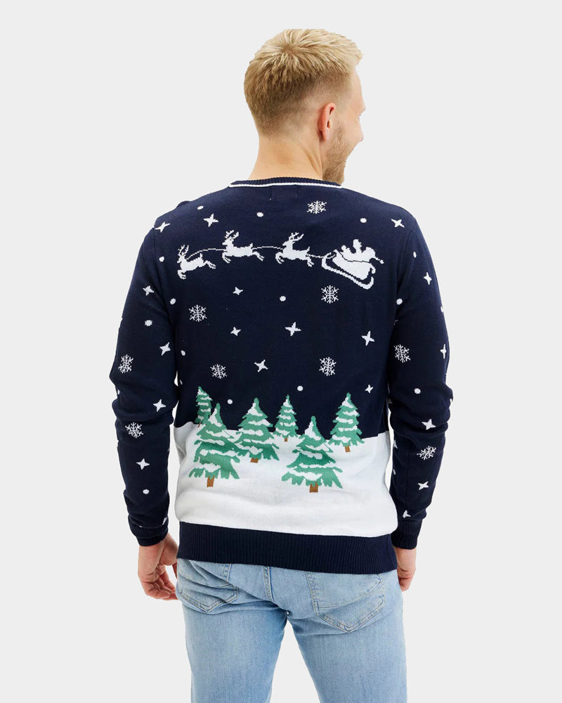 LED light-up Blue Christmas Jumper Mens Merry Christmas
