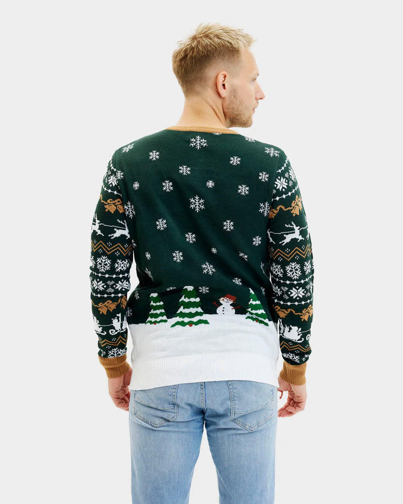 LED light-up Christmas Jumper Santa is Coming to Town Mens