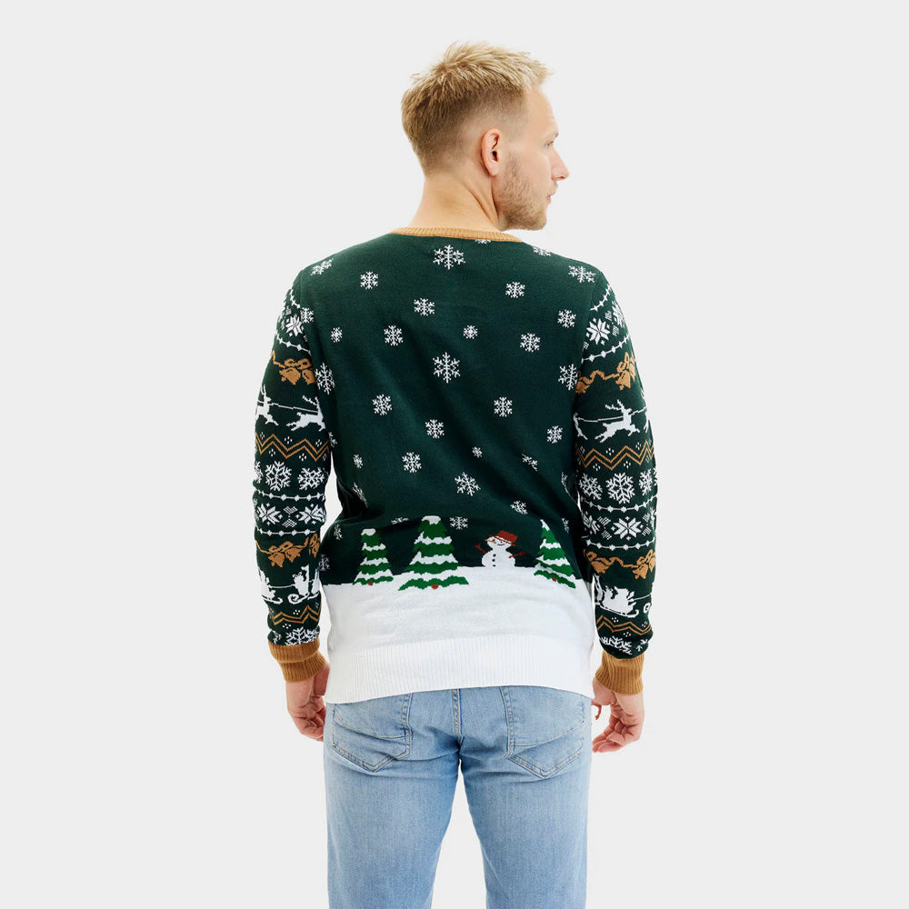 LED light-up Christmas Jumper Santa is Coming to Town Mens