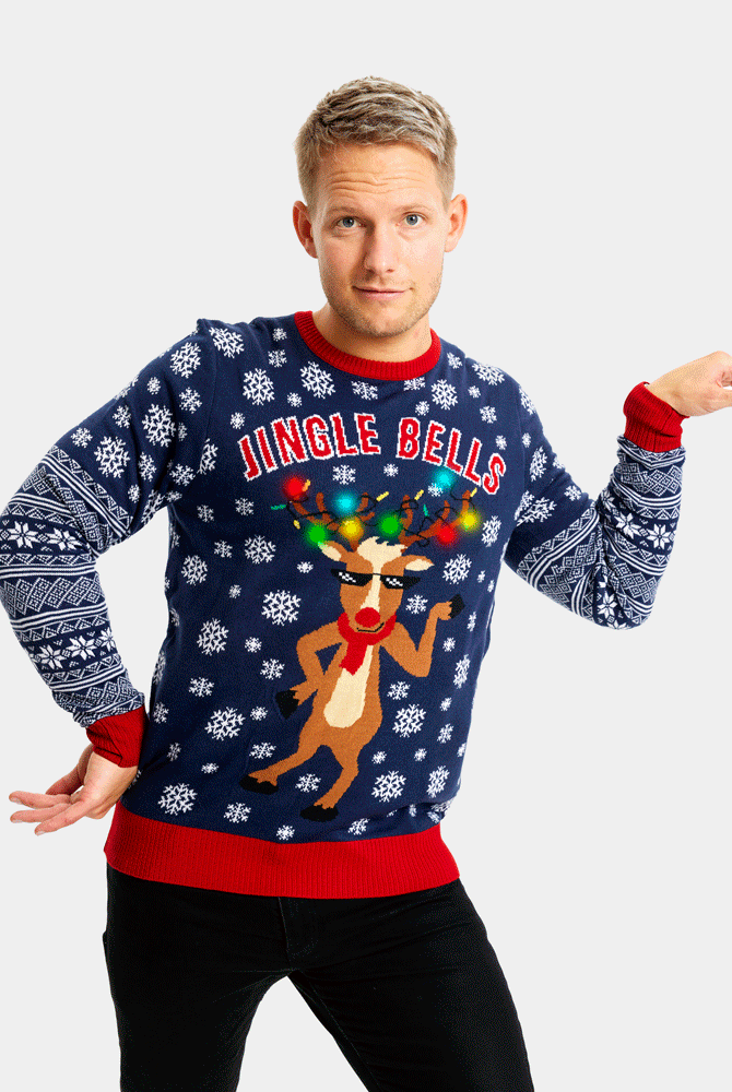 LED light-up Couple's Christmas Jumper Jingle Bells mens