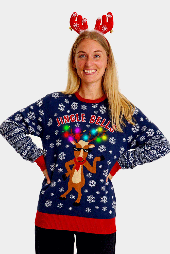 LED light-up Couple's Christmas Jumper Jingle Bells womens