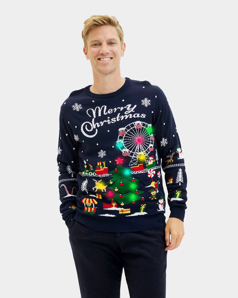 LED light-up Couple's Christmas Jumper Winter Wonderland Mens