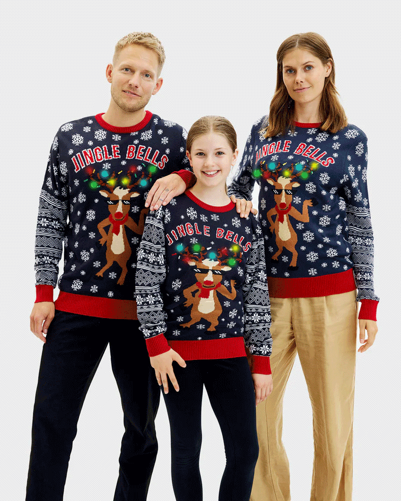 LED light-up Family Christmas Jumper Jingle Bells