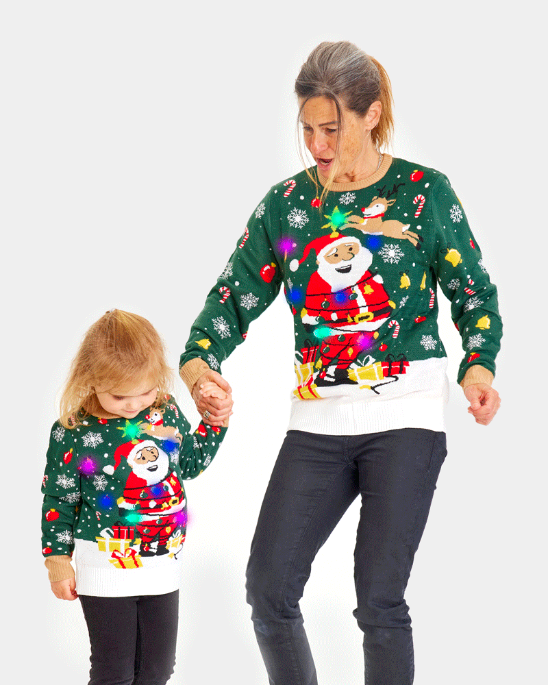 LED light-up Christmas Santa Claus in a mess Family