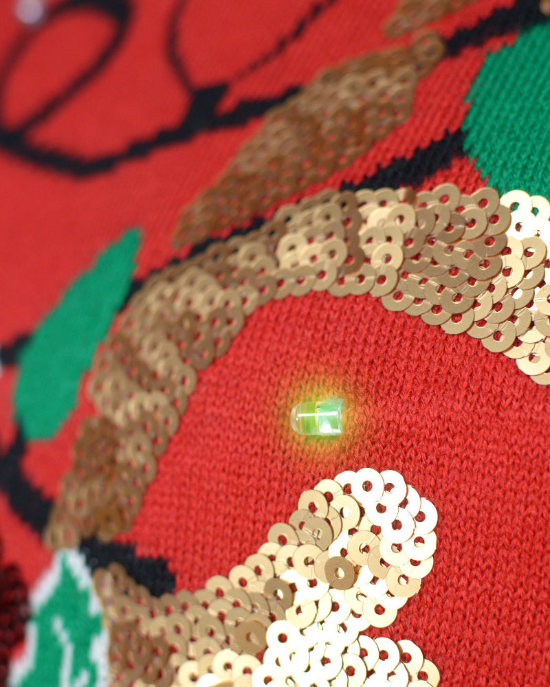 LED light-up Sparkling Family Christmas Jumper Sequin Reindeer