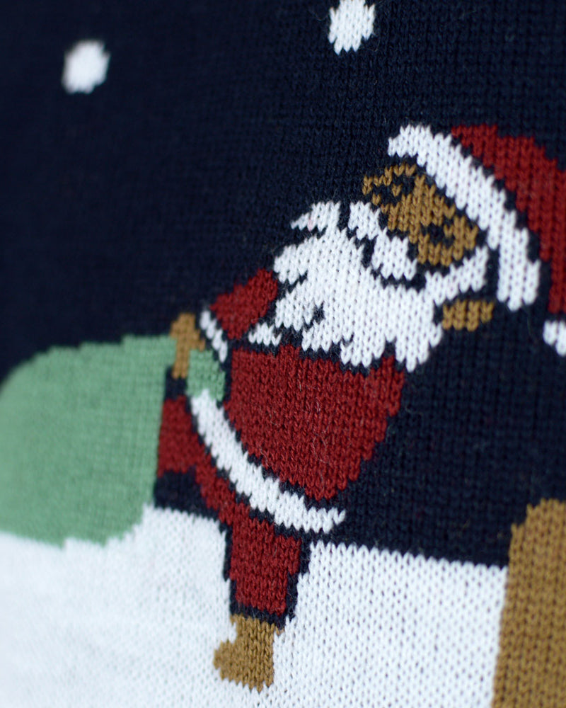 LED light-up Mens Blue Christmas Jumper Merry Christmas