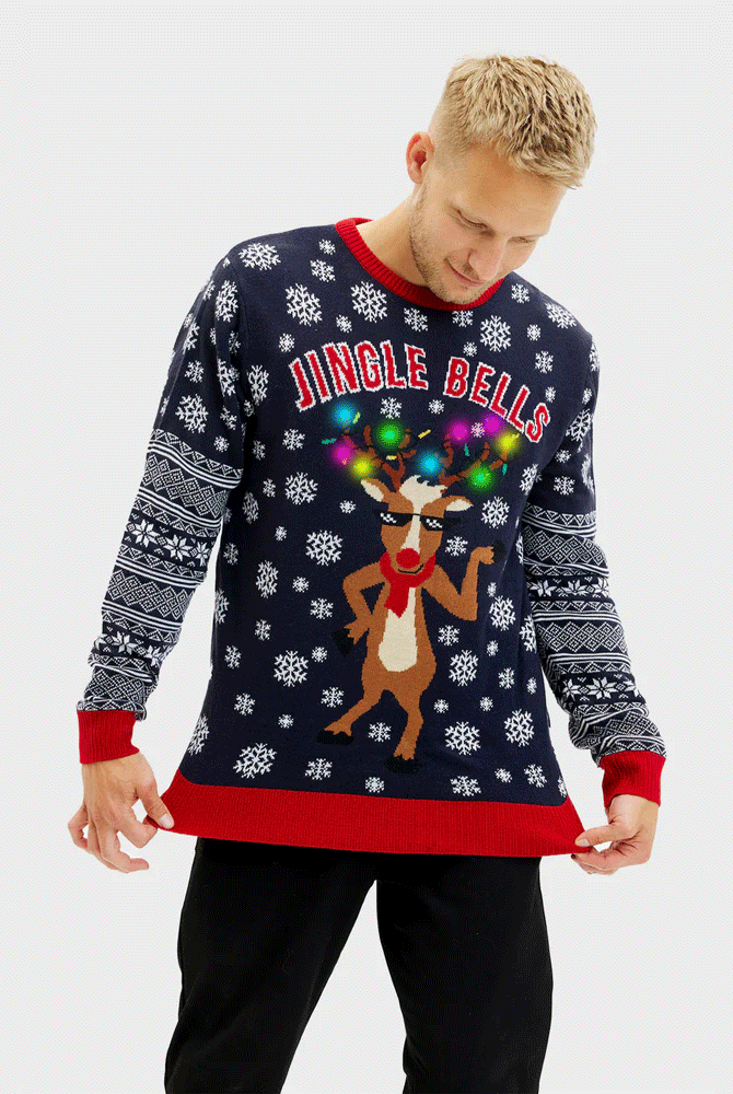 LED light-up Mens Christmas Jumper Jingle Bells