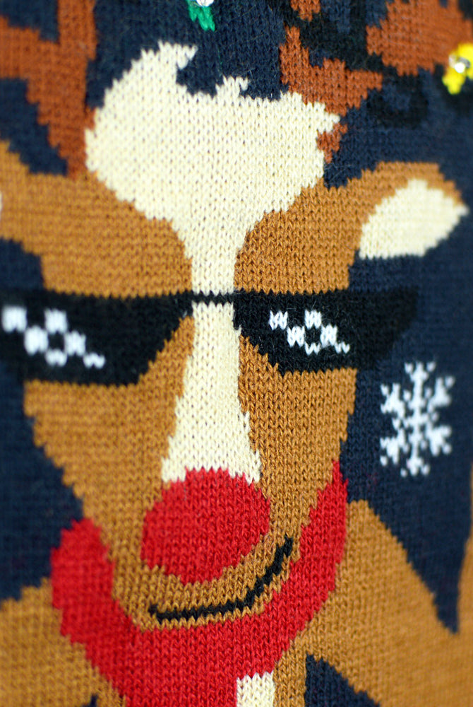 LED light-up Men's Christmas Jumper Jingle Bells detail