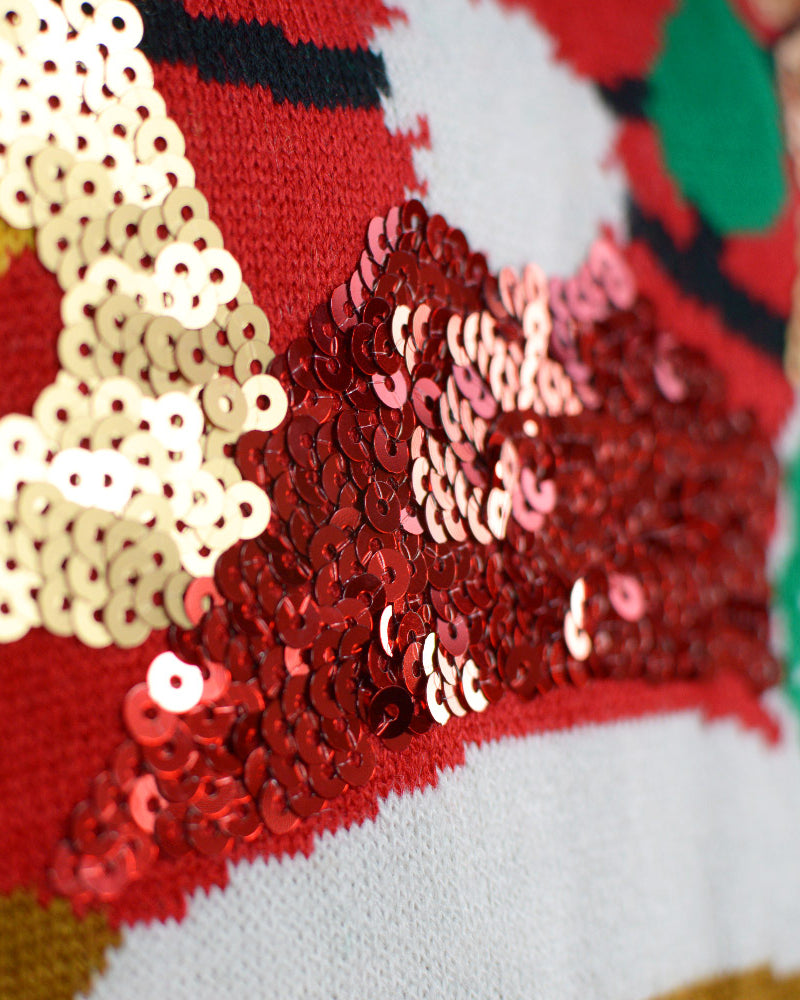 LED light-up Mens Christmas Jumper Sequin Sparkling Reindeer