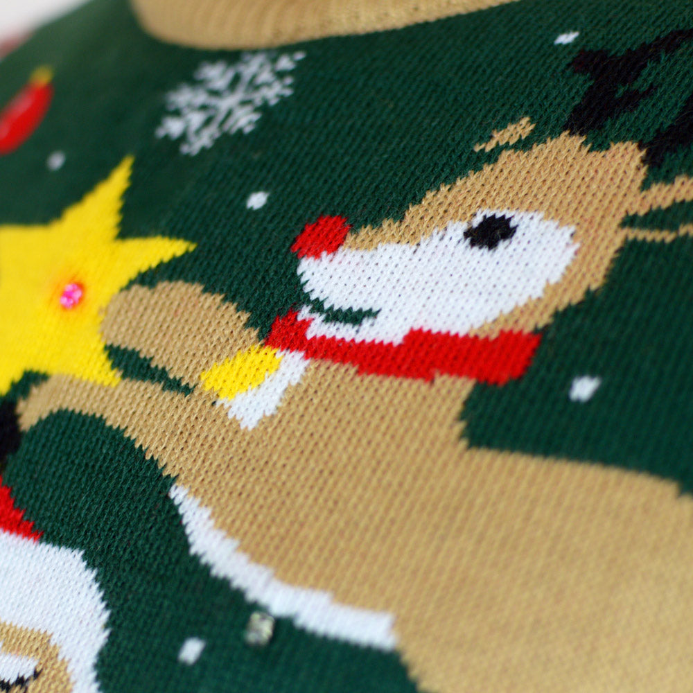 LED light-up  Santa Claus in a mess Womens Christmas Jumper