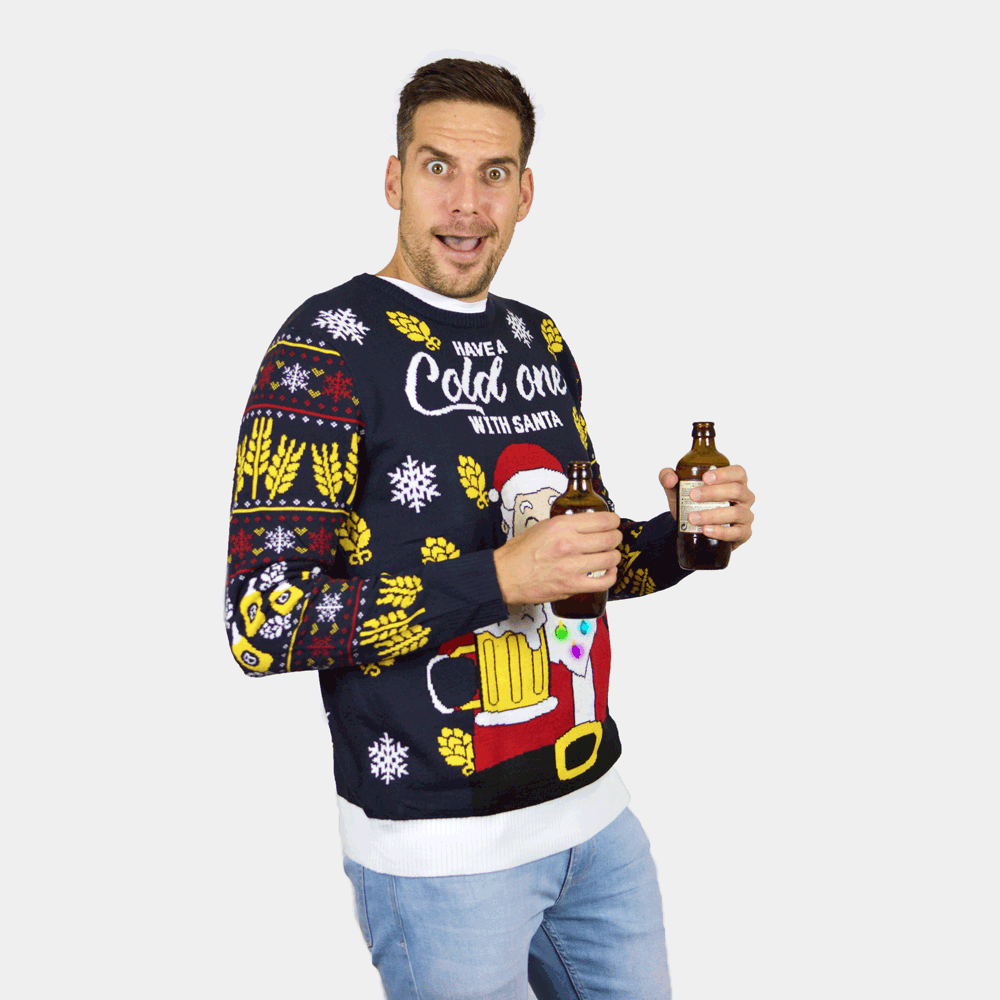 LED Light-Up Womens Christmas Jumper Santa Mens Beer