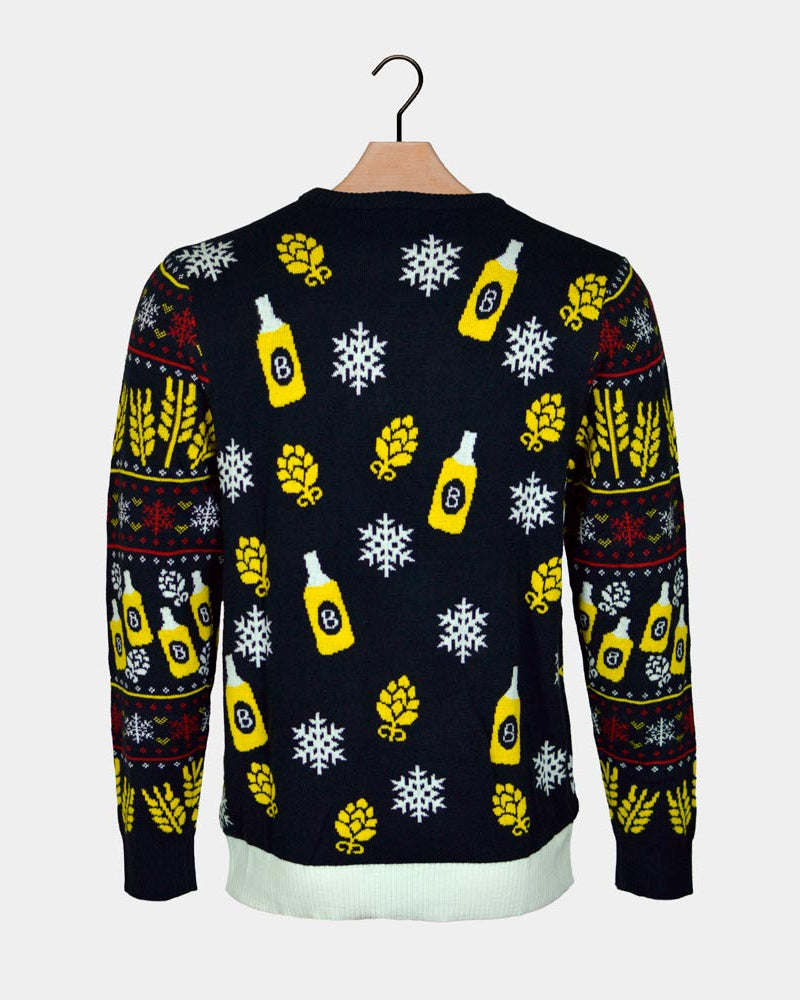 LED Light-Up Womens Jumper Santa with Beer Christmas