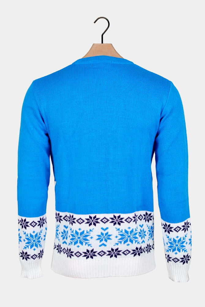 skating Reindeer Light Blue Couple's Christmas Jumper