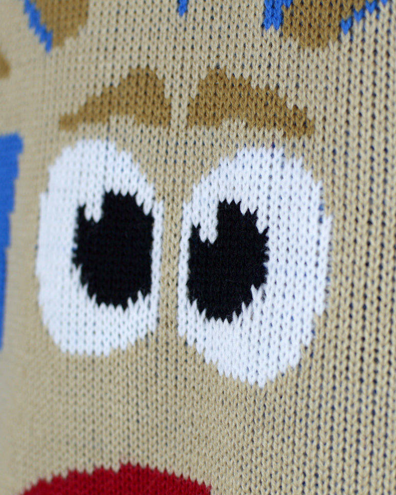 Light Blue Couple's Christmas Jumper with Reindeer and Snow detail