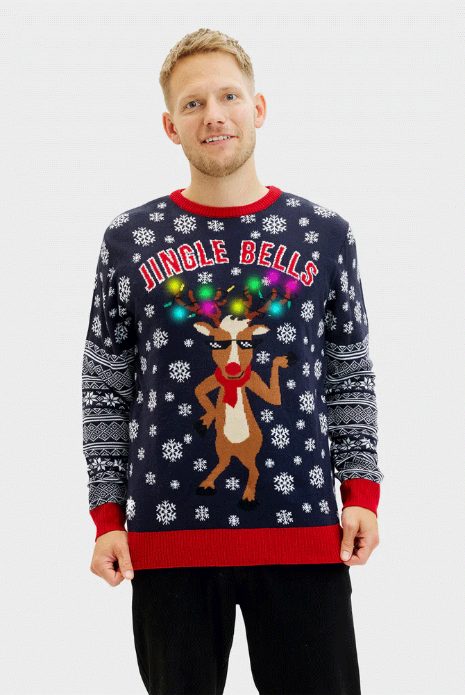 LED light-up Christmas Jumper Jingle Bells Mens