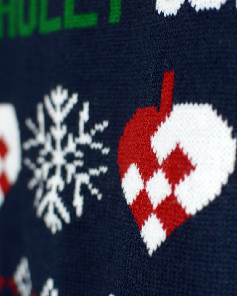 Mens Blue Red Cardigan Christmas Jumper