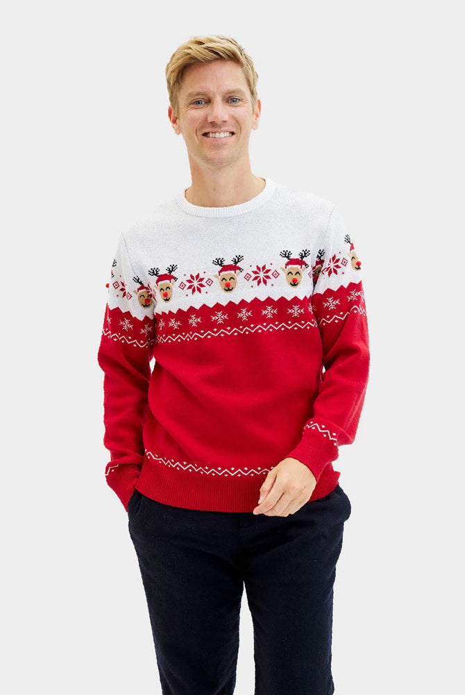 Mens Christmas Jumper Adorable Reindeer