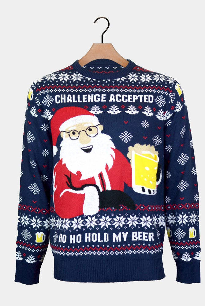 Men's Christmas Jumper Beer Pocket 3D