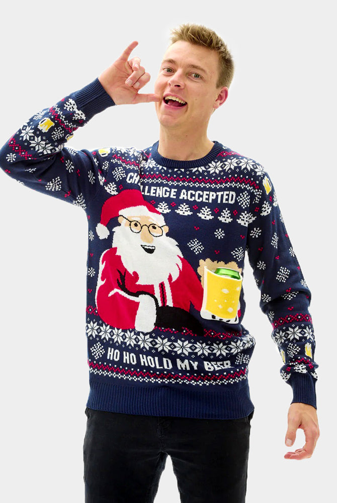 Men's Christmas Jumper with Beer Pocket 3D