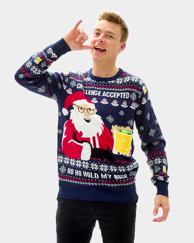 Men's Christmas Jumper with Beer Pocket 3D