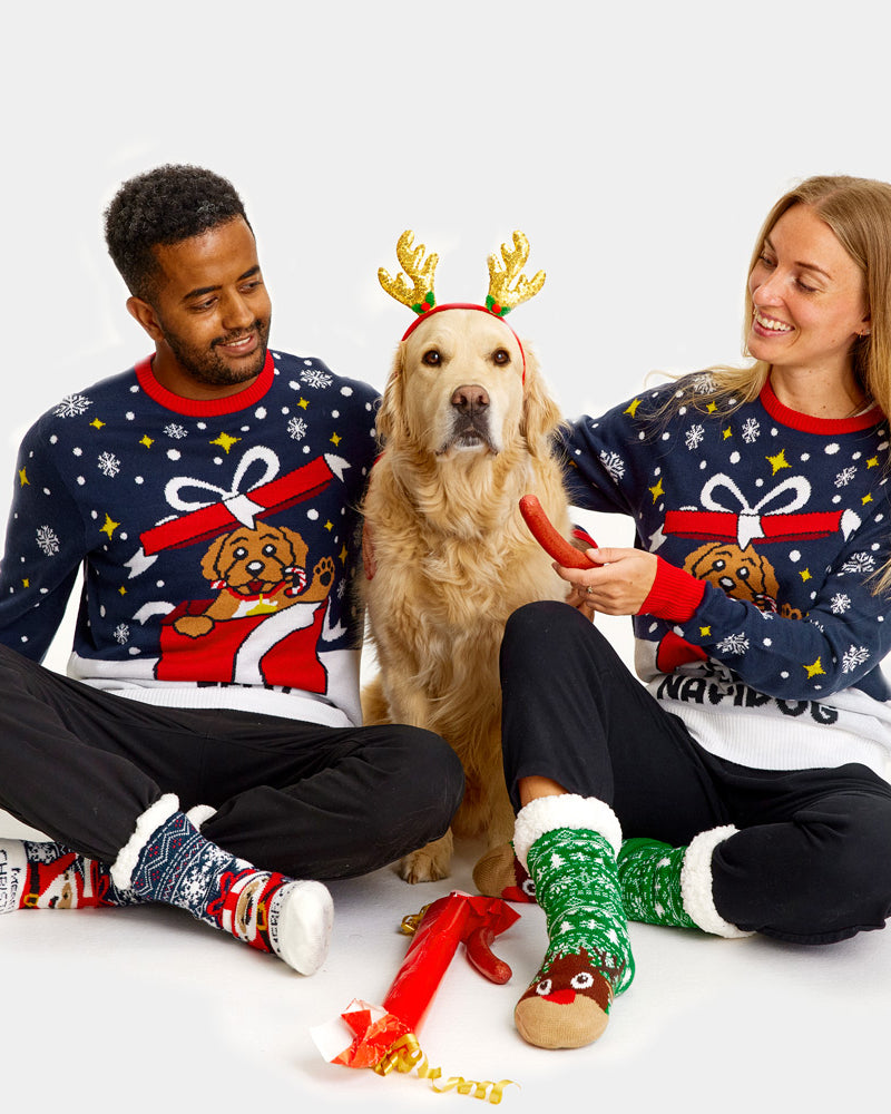 Men's Christmas Jumper Feliz Navidog womens