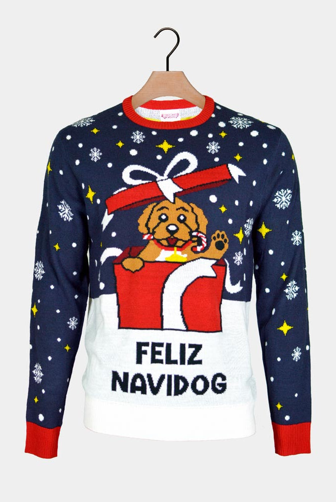 Men's Christmas Jumper Feliz Navidog