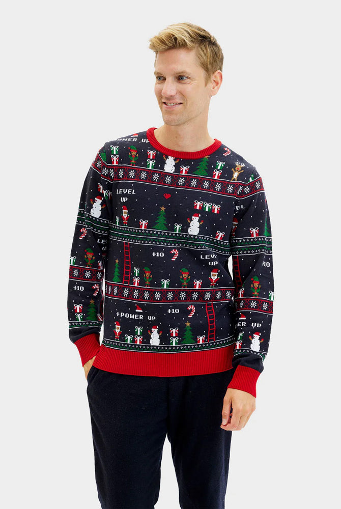 Mens Christmas Jumper Gaming Vintage